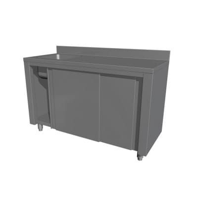 Mese inox tip dulap cu spalator 700
